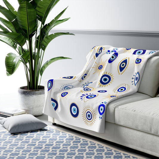 Evil Eye Sherpa Blanket