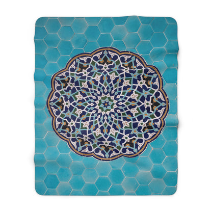 Blue Mosaic Sherpa Blanket