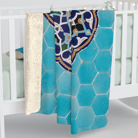 Blue Mosaic Sherpa Blanket